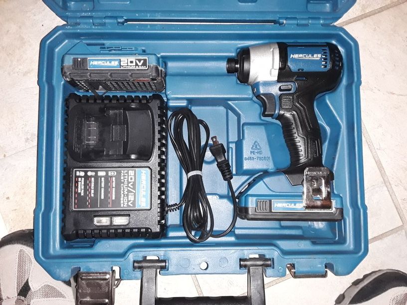 Full Price Only Hercules Industrial Quality Impact Driver Kit With 2 Batteries Charger Case