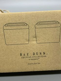 Rae Dunn Jewelry Box Set Of 2 Wedding Ring Boxes Stash Trinket Organizers #1623 Thumbnail
