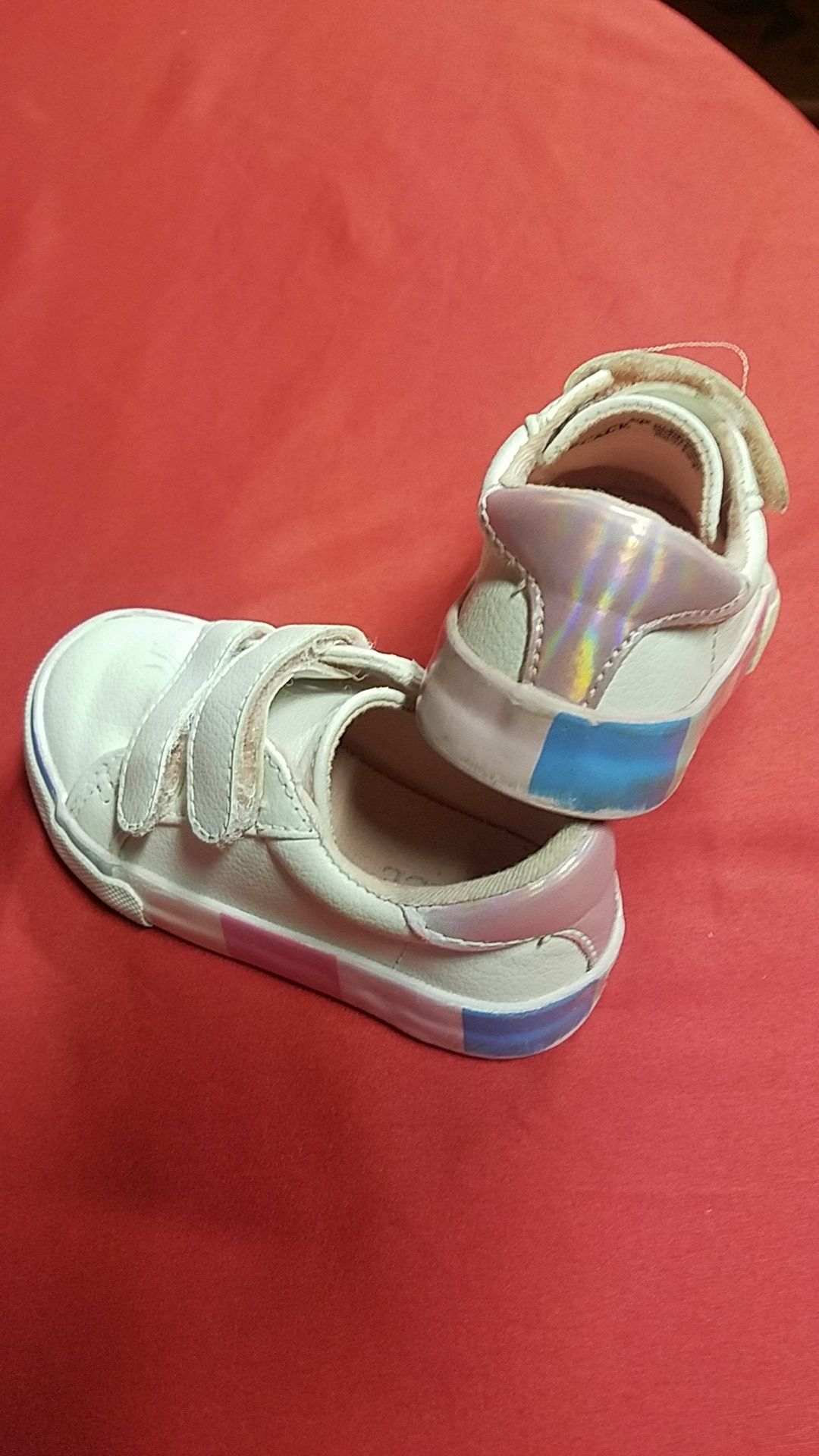 Pointed toe white pleather sneakers size 6