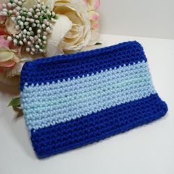 Navy blue amigurumi coin bag. handmade coin purse. crochet zippered coin bag. handmade cosmetic bag. girl zip pouch. Bolsa monedero Thumbnail