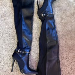 Thigh High Boots Black With 4.5” Heel Thumbnail