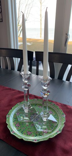 Crystal Candlesticks and plate Thumbnail