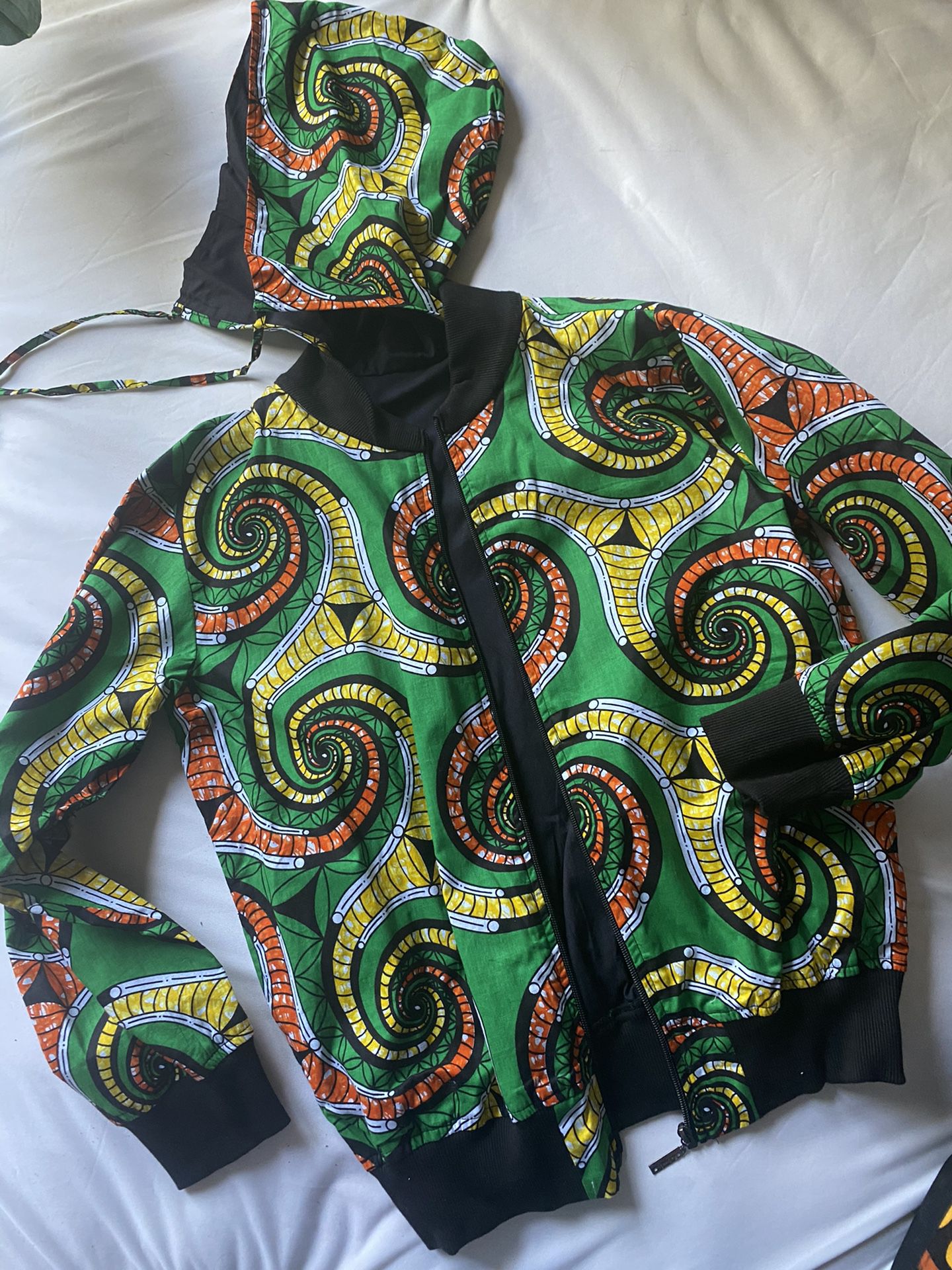 Ankara African Fabric Bomber Jacket Hoodie 