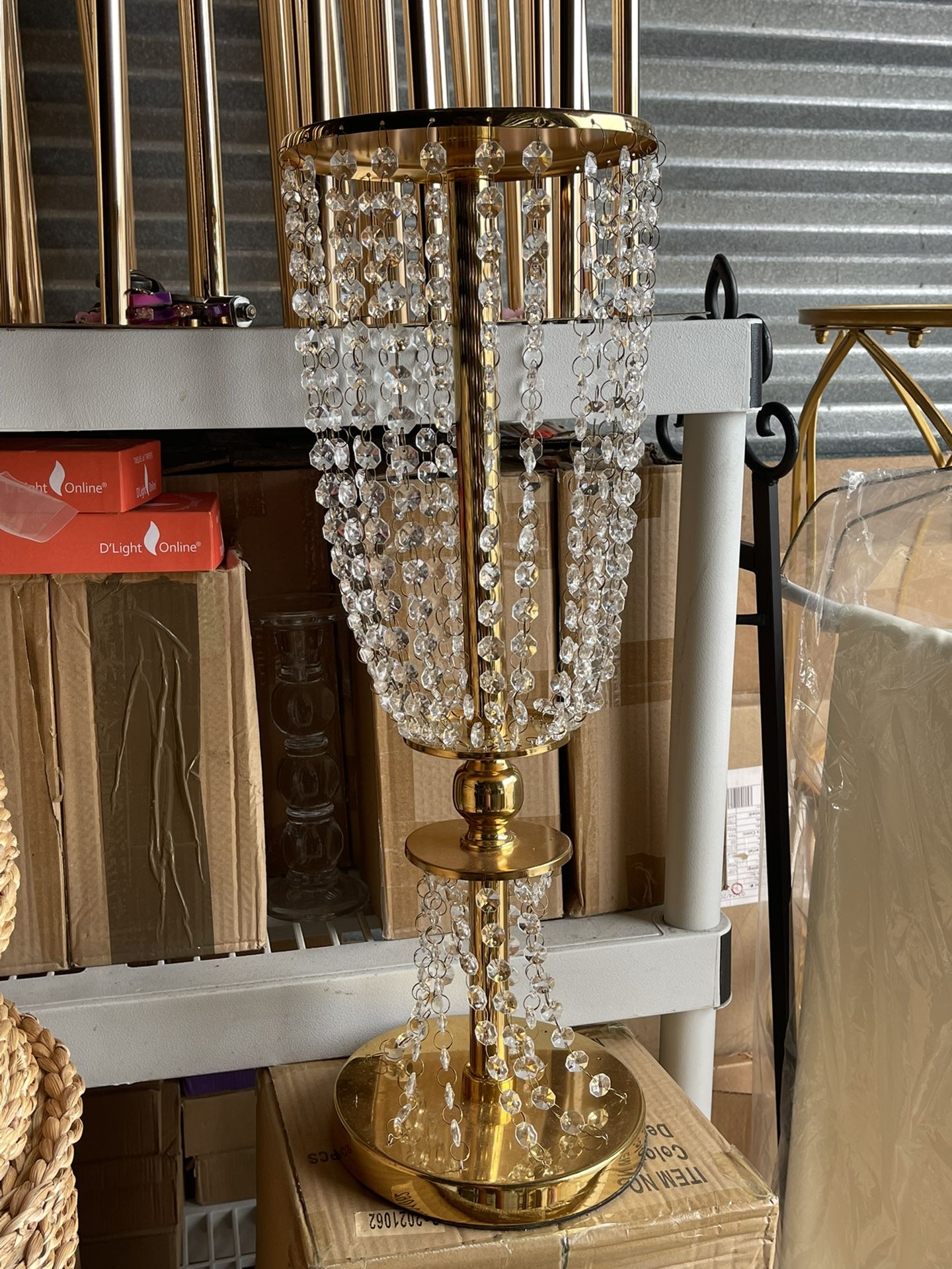 4 Gold Crystal Centerpieces 24”