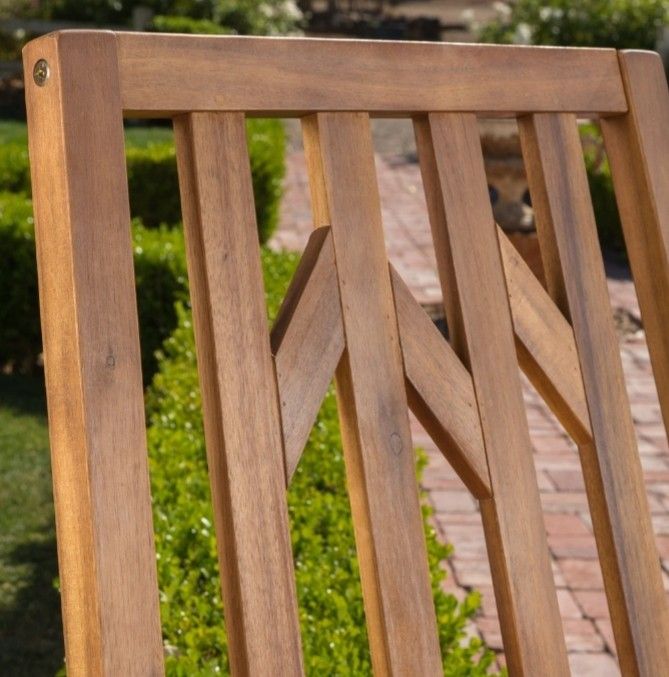 Outdoor Wooden Rocking Chair with White Cushion