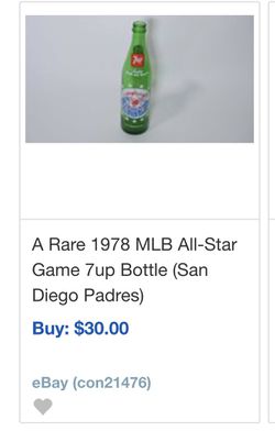 San Diego 1978 Padres All Star Game 7Up Bottle Thumbnail