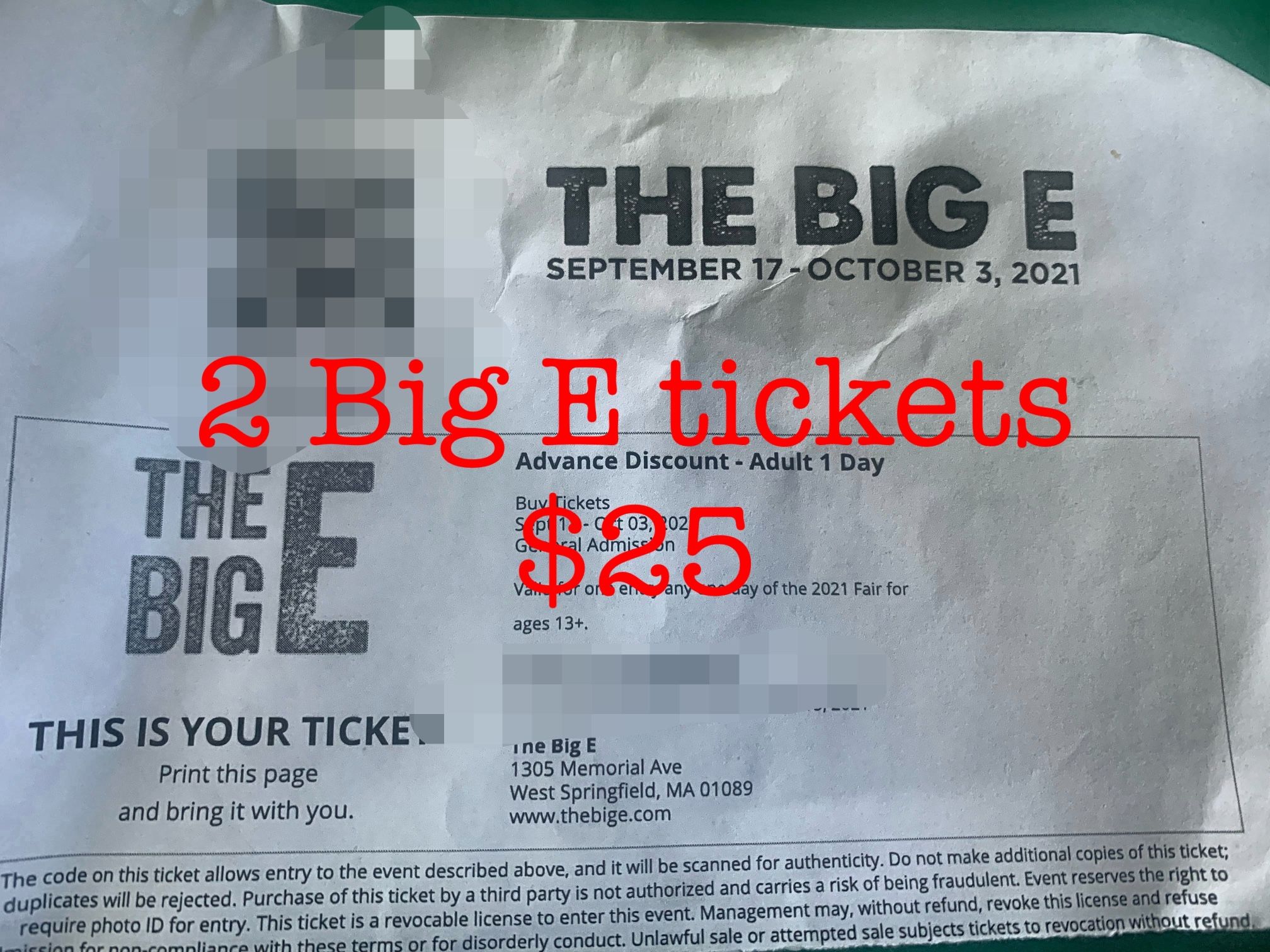 2 Big E Tickets