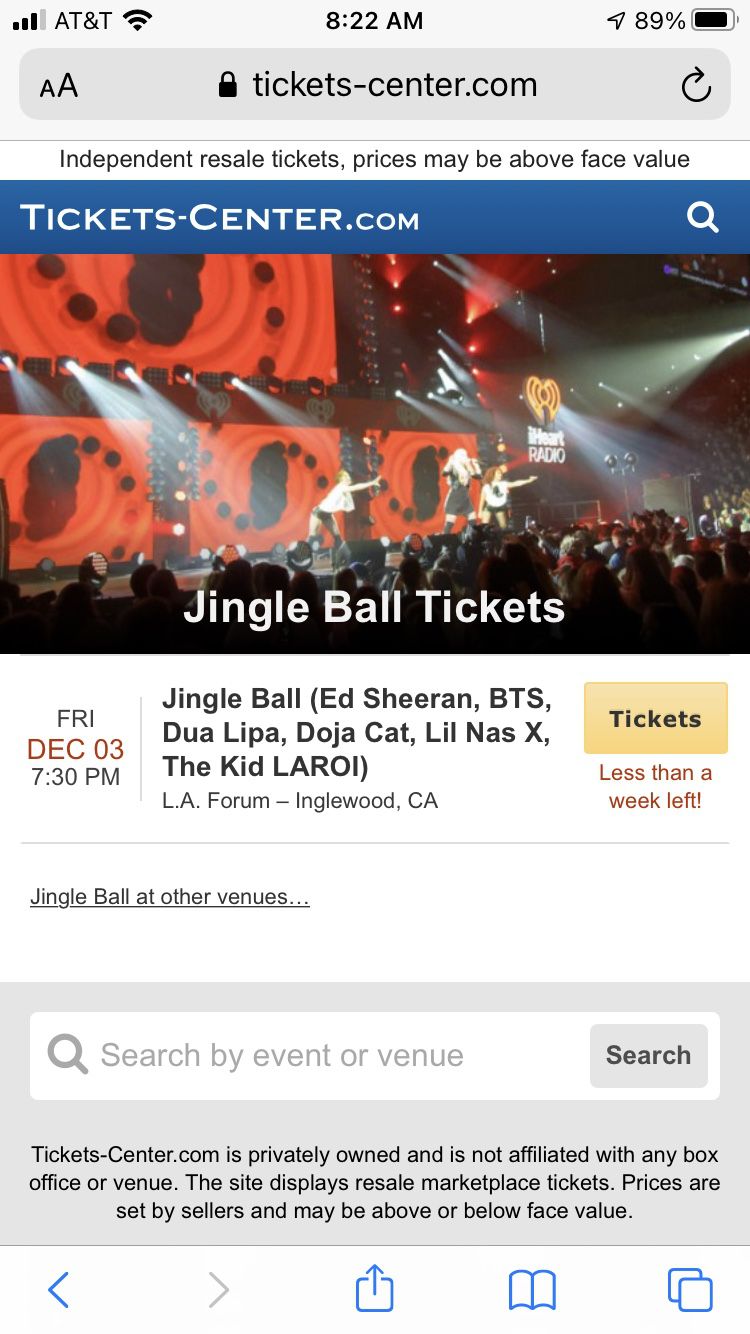 2 Jingle Ball Tickets for Dec. 3rd (Sold Out)
