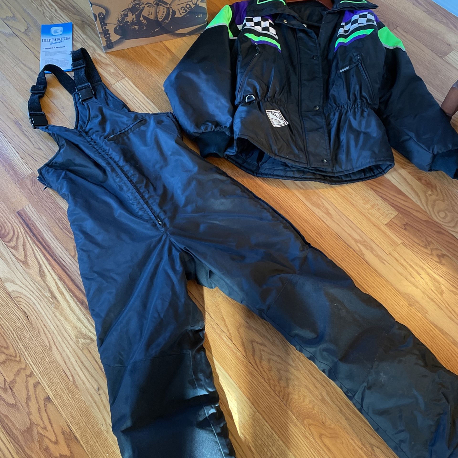 Bieffe Helmet And Vintage Arctic Cat Team Racing Snowmobile Suit