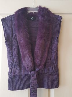 Gnw purple sleeveless cardigan small size Thumbnail