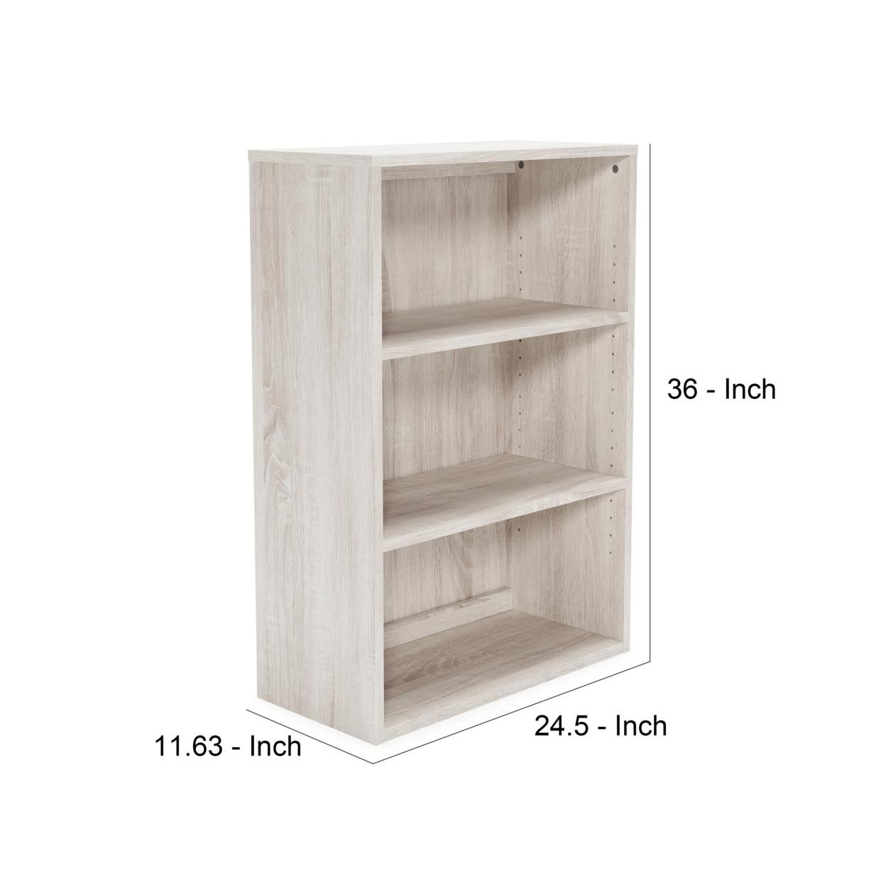 Medium Bookcase with 2 Adjustable Shelves, Antique White, Saltoro Sherpi
