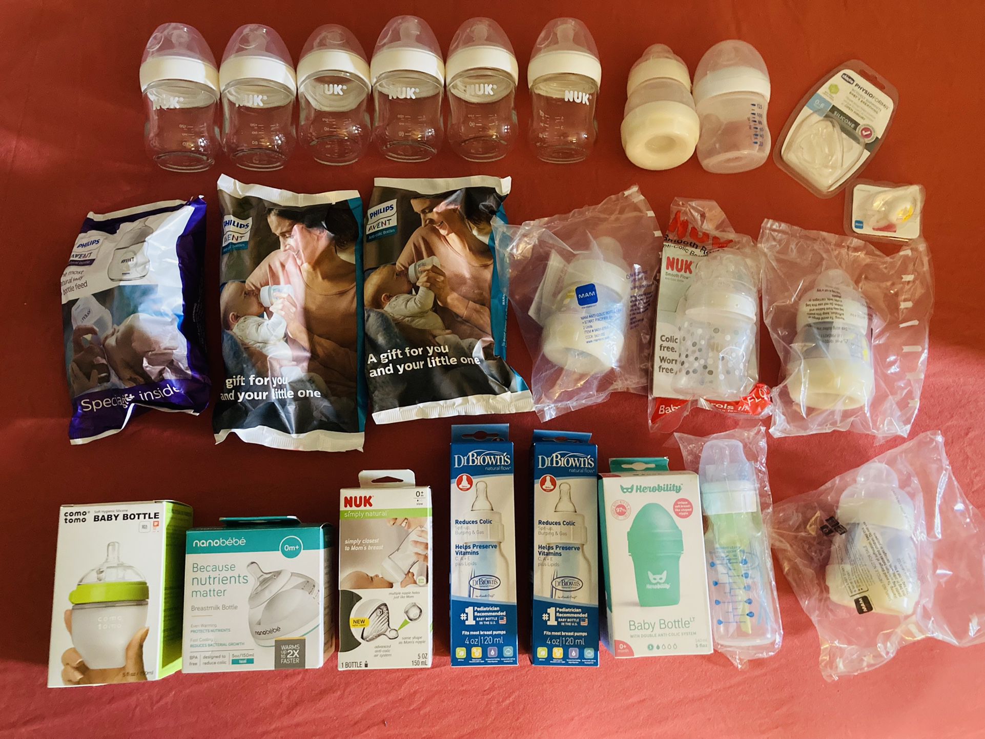 Assorted Baby Bottles (14 new, unopened and 8 used)
