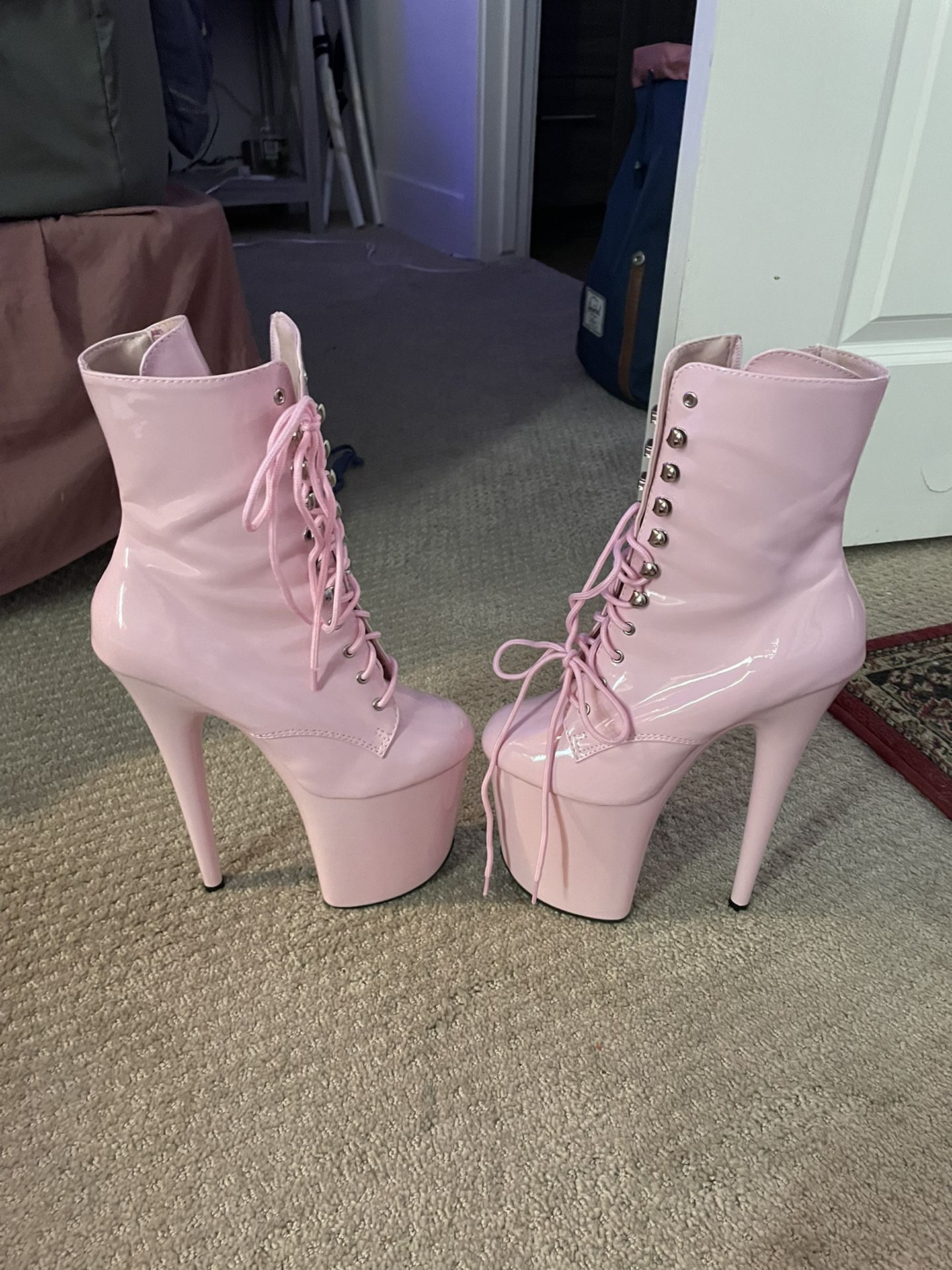 8 Inch Baby Pink Pleasers High Heels