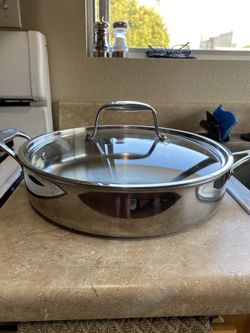 Pampered Chef Stainless Steel 12 Inch Skillet with Glass Lid Thumbnail