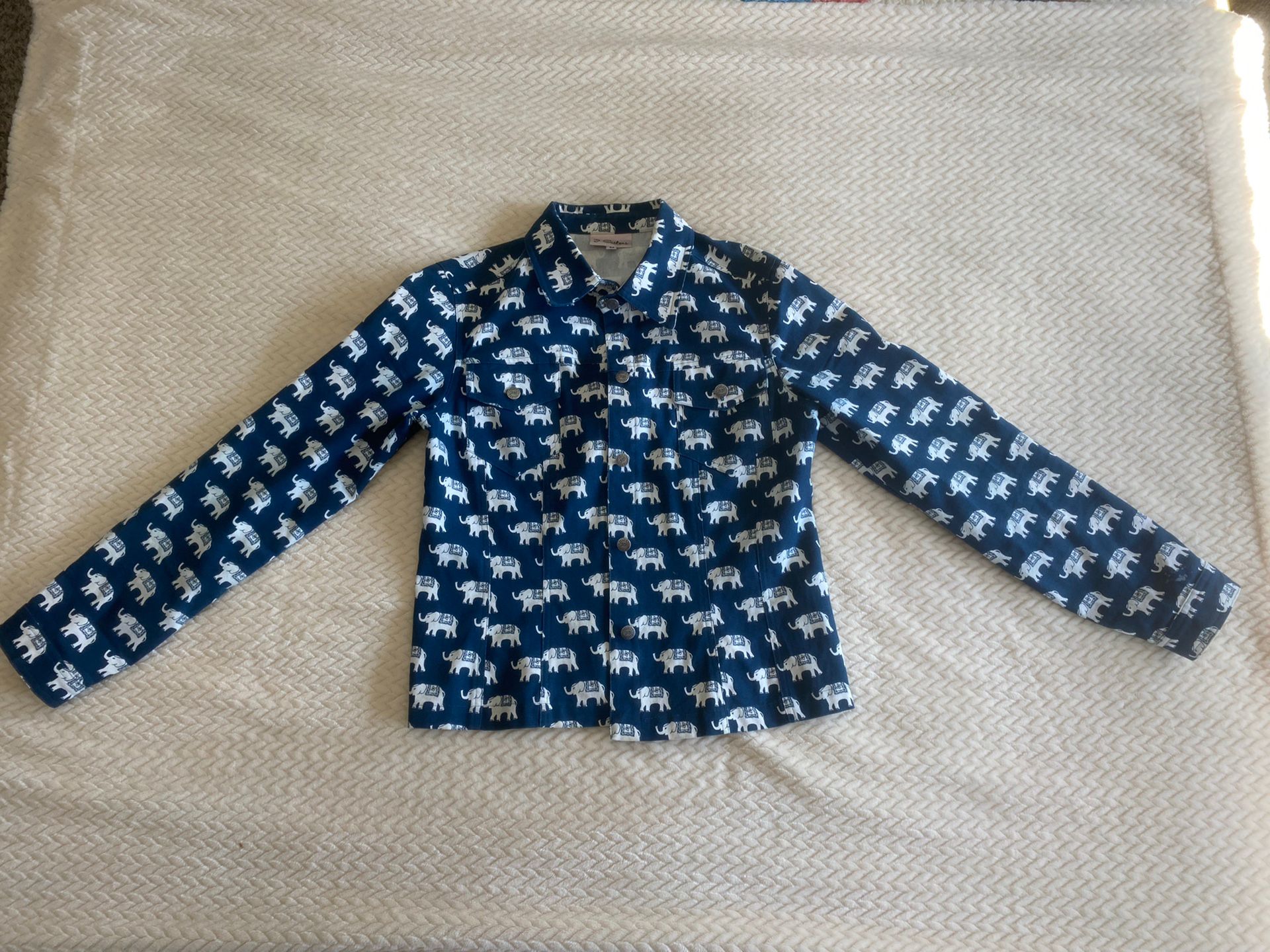 Denim Jacket With Elephants - 3 Sisters - Size M