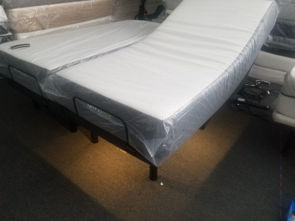 Split King Tempur-pedic Tempurpedic Ergo Adjustable Bed Bases With Twin Xl Ghostbed Mattresses, Free Delivery And Set Up