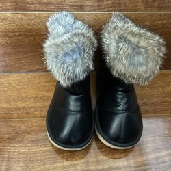 Toddler Winter Snow Boots Warm Flat Plush Shoes - Black Thumbnail