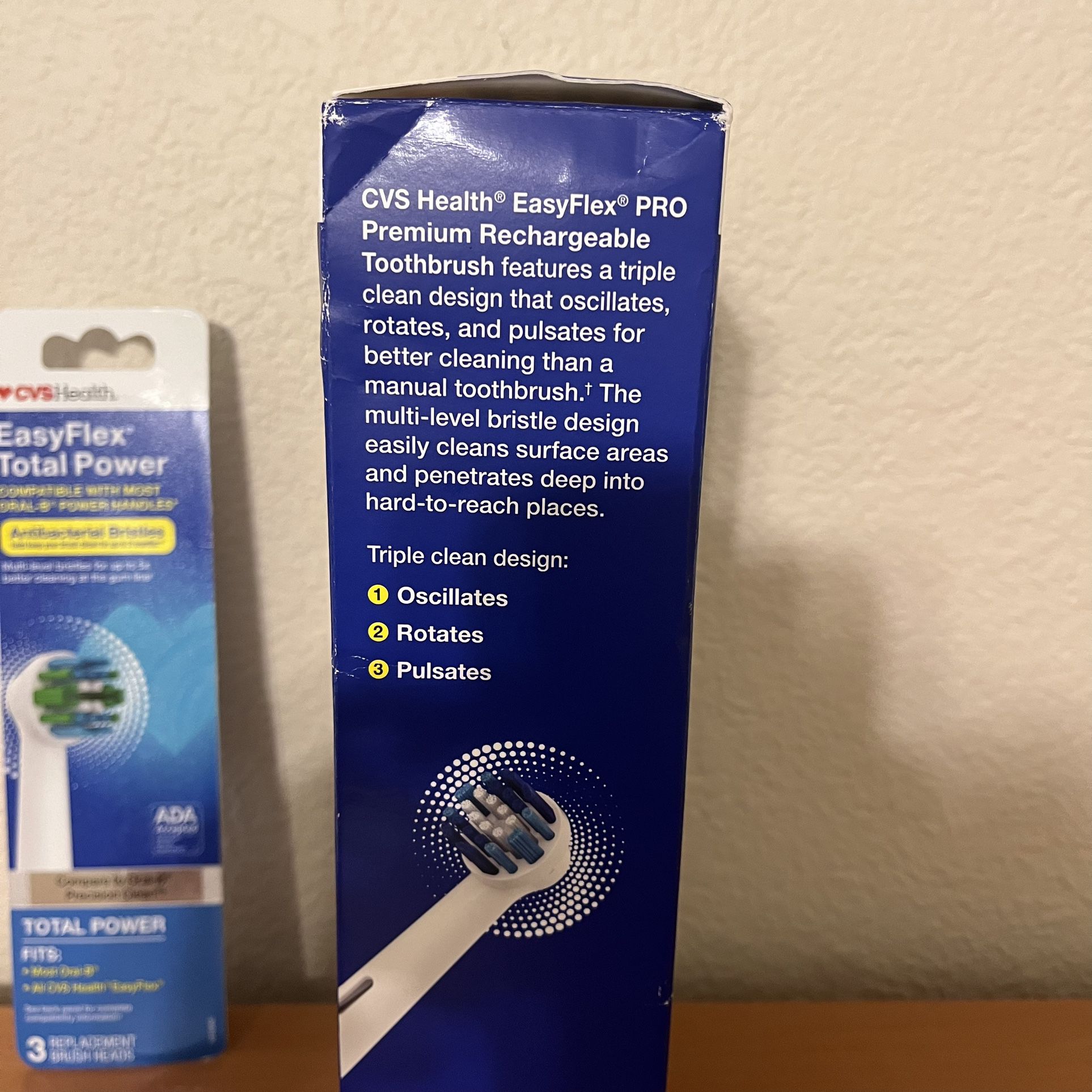 CVS HEALTH EASY FLEX PRO RECHARGEABLE TOOTHBRUSH & 3 REPLACEMENT BRUSH  HEADS for Sale in Los Angeles, CA - OfferUp