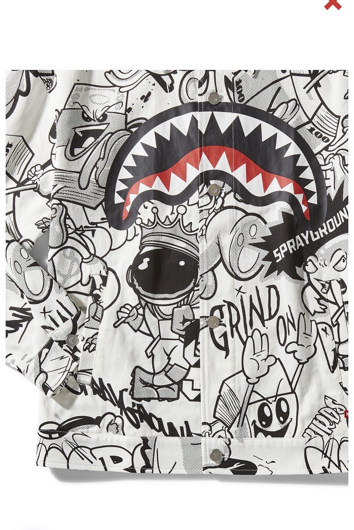 Sprayground 🔥Chaos Button Up Jacket Windbreaker Mens X-Large or Large Graffiti Cartoon Black White 