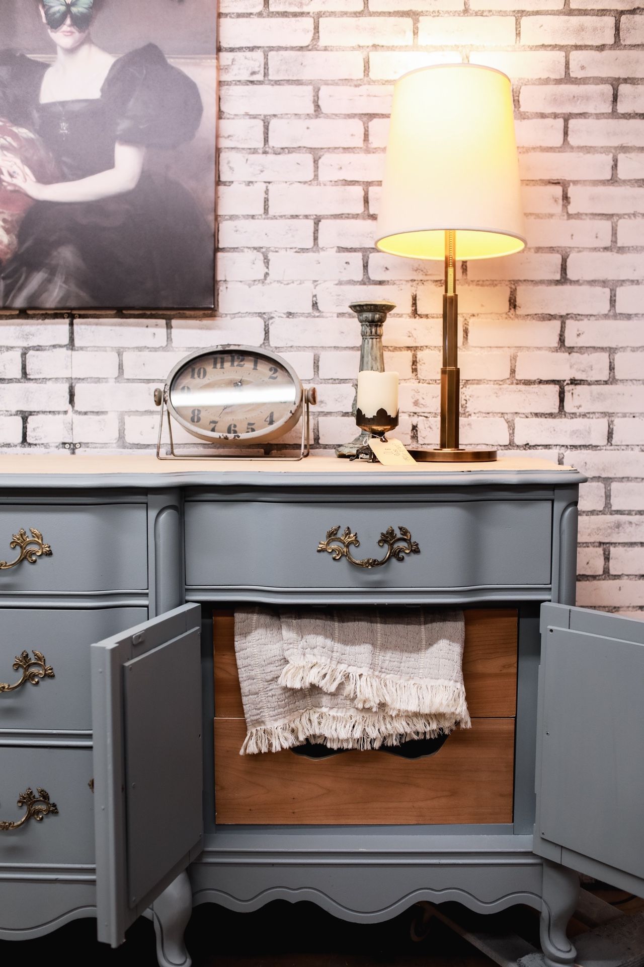 Gorgeous French Provincial Blue And Wood Dresser