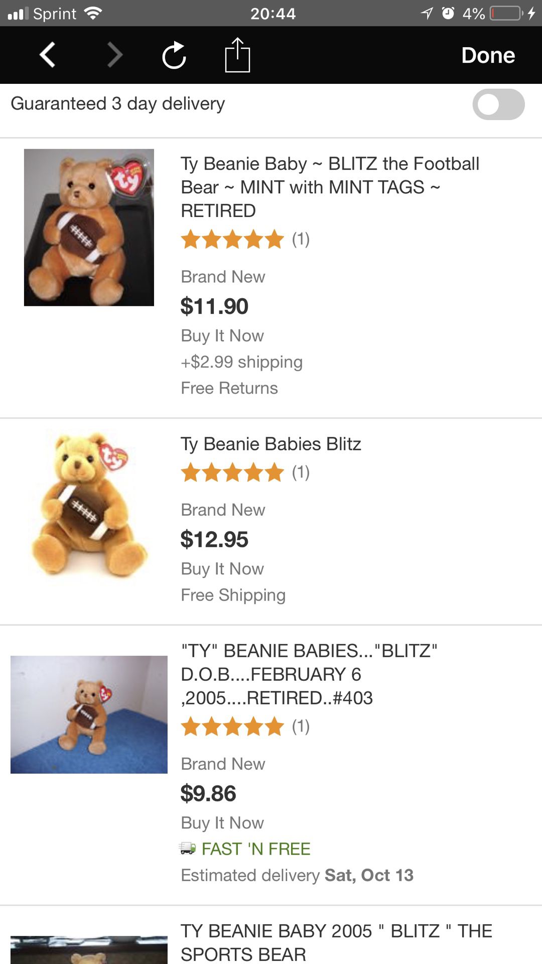 Blitz Retired 2005 Ty Beanie Babie 6in Bear With Football Boys Girls 3up 40248 for sale online 