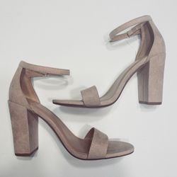 NWT A New Day Blush Suede Heeled Sandals Womens Thumbnail