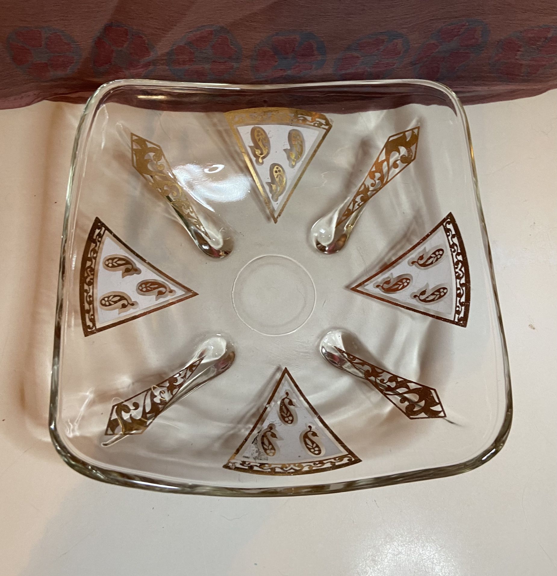 MCM Clear Bowl With Gold Accents