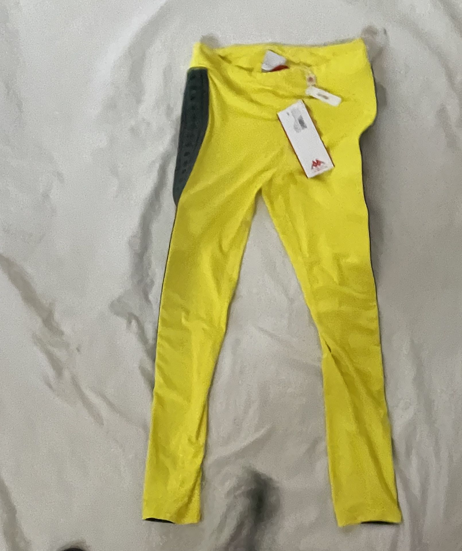Women's Yellow Kappa 222 Banda Skin Leggings Size L