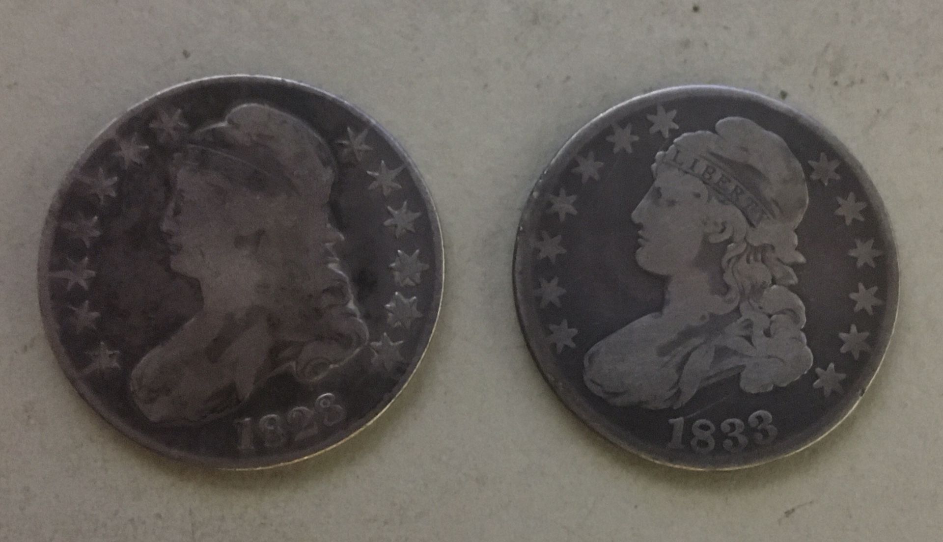 1828 & 1833 SILVER HALF DOLLARS