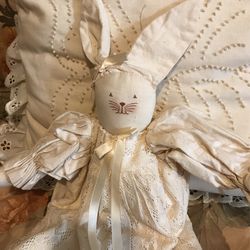 Precious ! Soft Cotton Bunny All Dressed In Gorgeous Batten Cotton Lace Dress !!!! Thumbnail