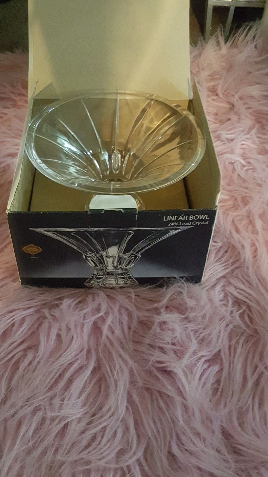 SHANNON CRYSTAL BY GODINGER LINEAR BOWL 24% LEAD CRYSTAL