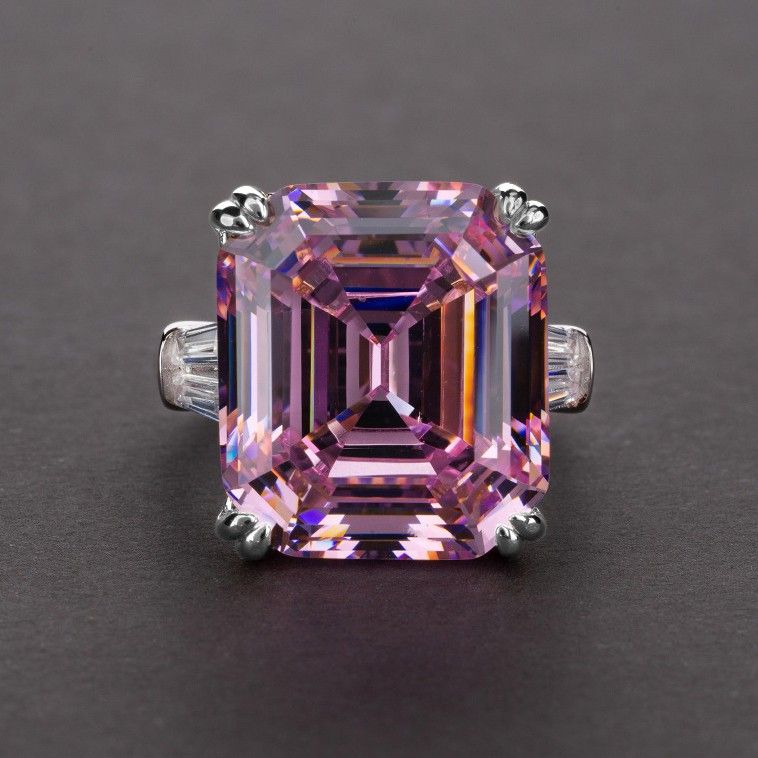 "Radiant Cut Gemstone Zircon Luxury Wedding Rings for Women, PD554