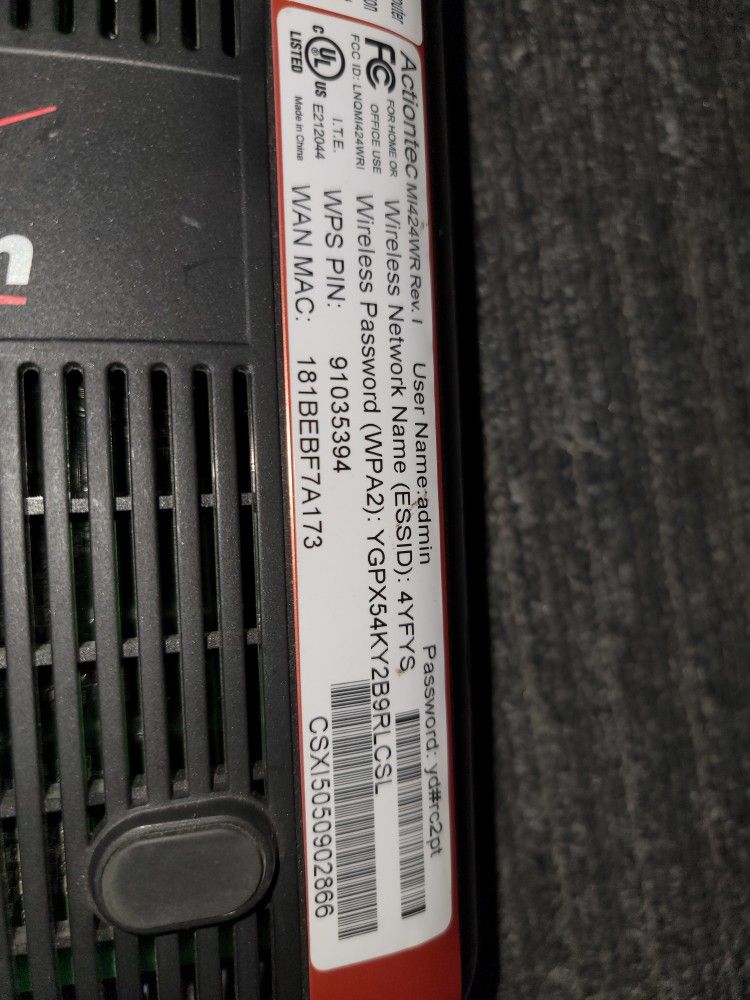 Verizon Actiontec MI424WR Rev.1 1gb Wired 4port Wireless Router