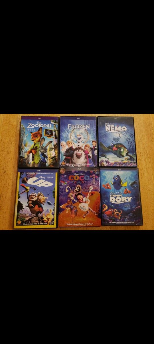 6 Different Disney animated movies