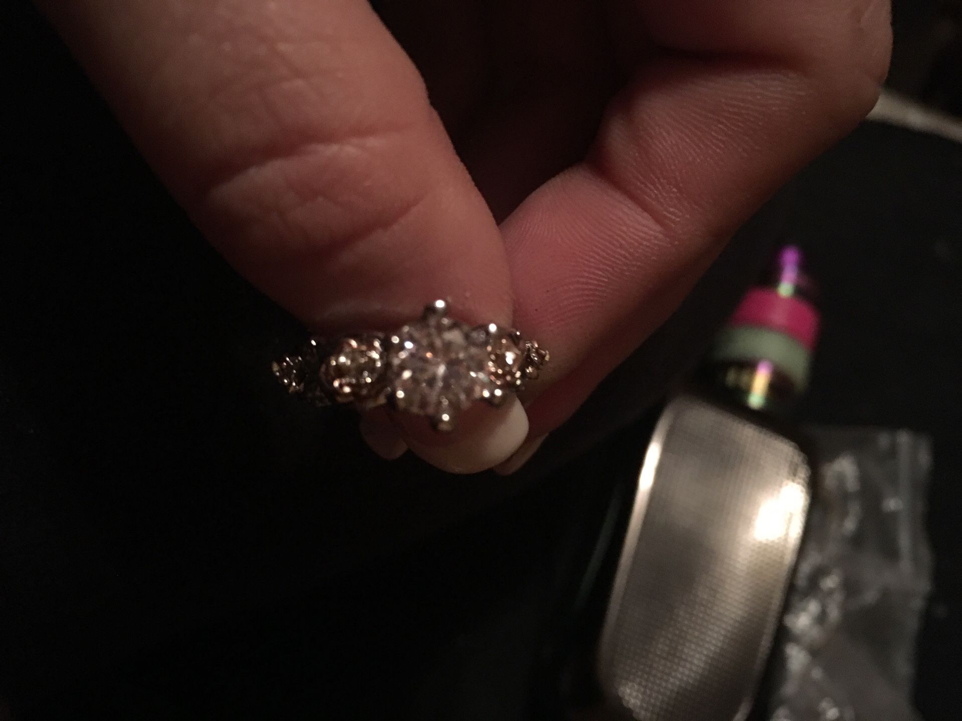White topaz wedding/engagement ring set