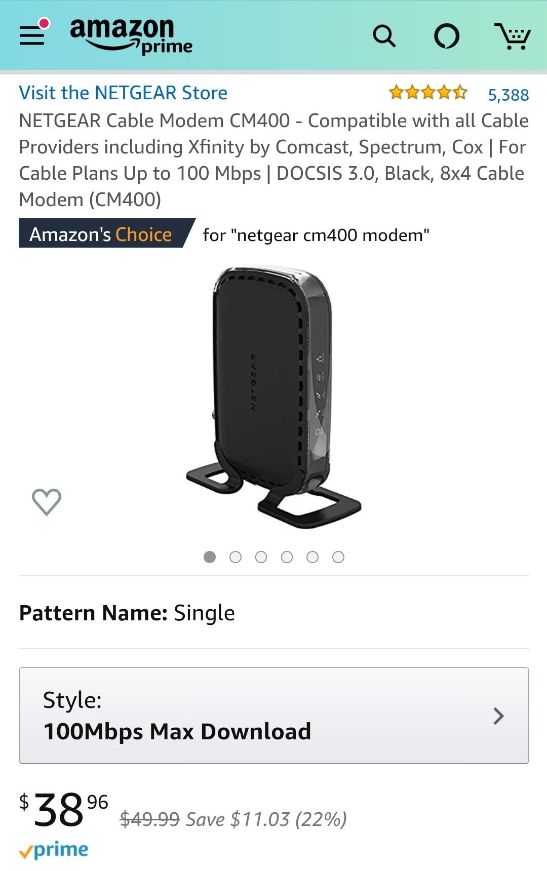 Netgear Cable Modem CM400 Xfinity by Comcast, Spectrum, Cox