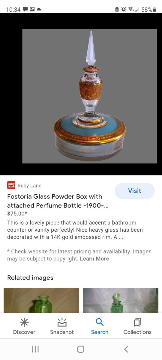 Antique Fostoria Glass Perfume Powder Jar 