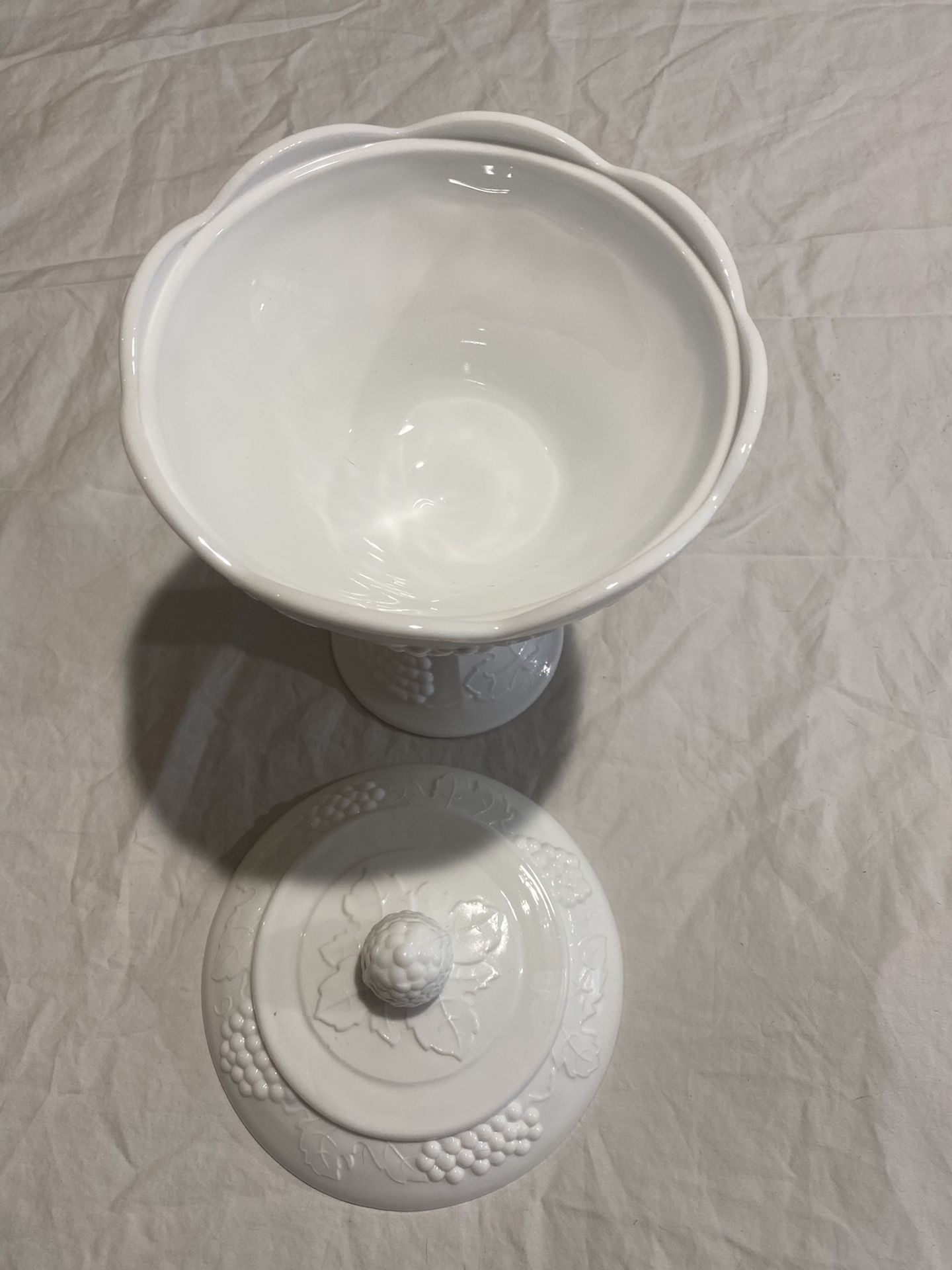 Milk glass candy dish