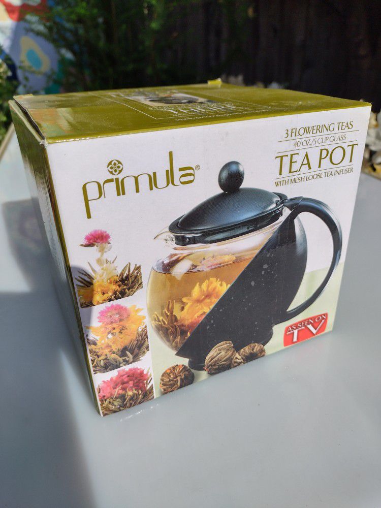 Primula Half Moon Teapot with Removable Infuser, Borosilicate Glass Tea Maker, Stainless Steel Filter, Dishwasher Safe, 40-Ounce, Never used. 