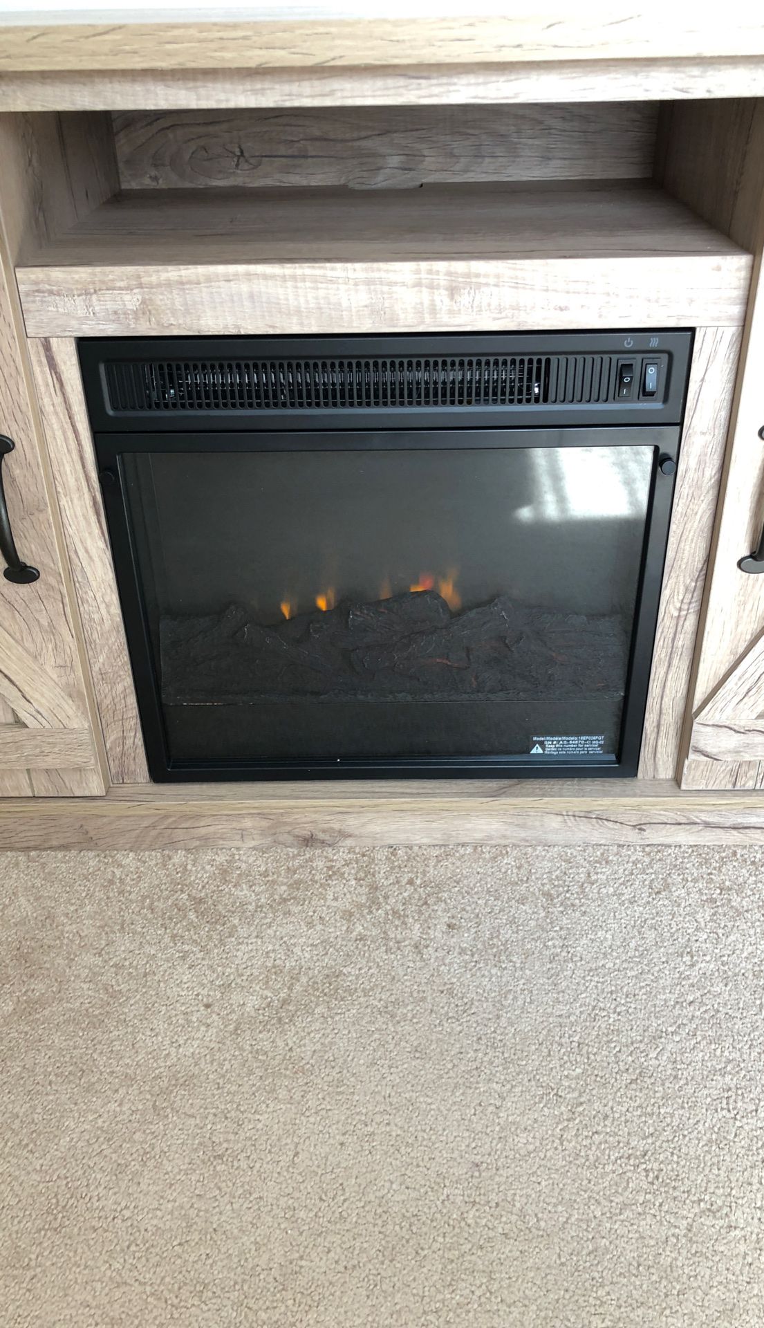 BRAND NEW TV stand with electric fire place Ashland pine color