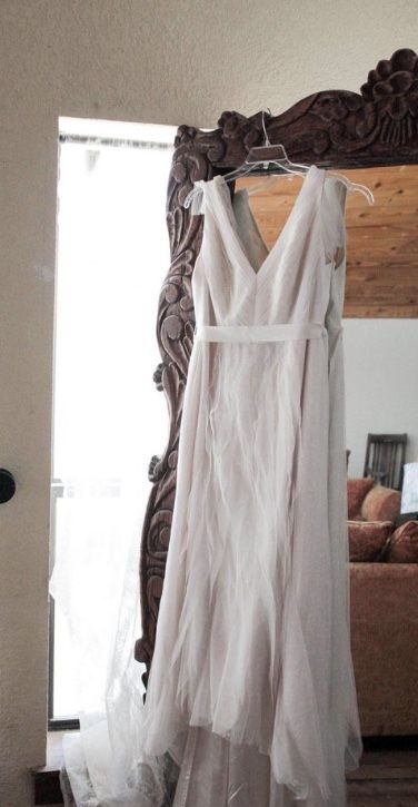 Pleated Tulle Flutter-Back Plus Size Wedding Dress WHITE BY VERA WANG