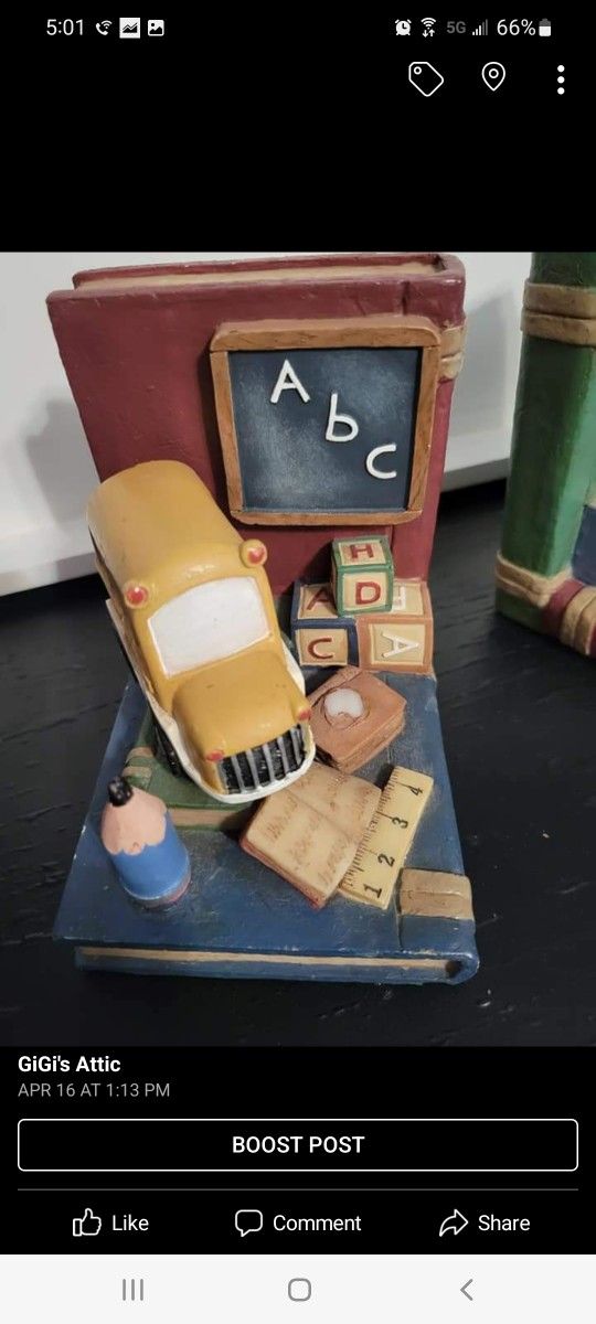 Vintage back to school bookends