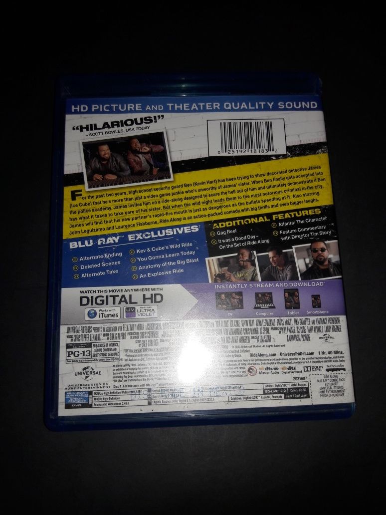 Frozen, Ride Along, Minions Blu Ray Disc x3