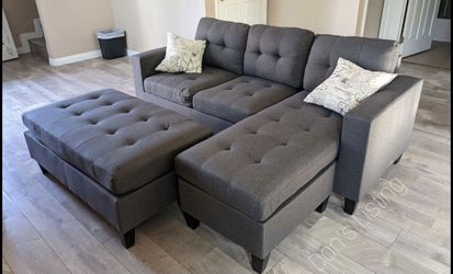 New Sectional Couch With Ottoman / free Delivery /$50 Down  Thumbnail