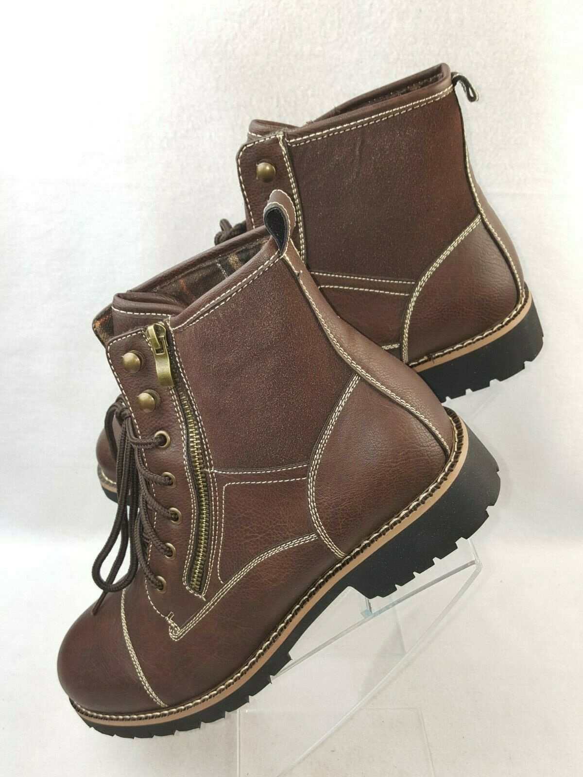 Ferro Aldo Shoes Cody Men's Lace-Up Brown Combat Biker Style Boots
