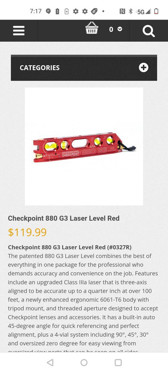 Checkpoint 880 G3 Professional Laser Level