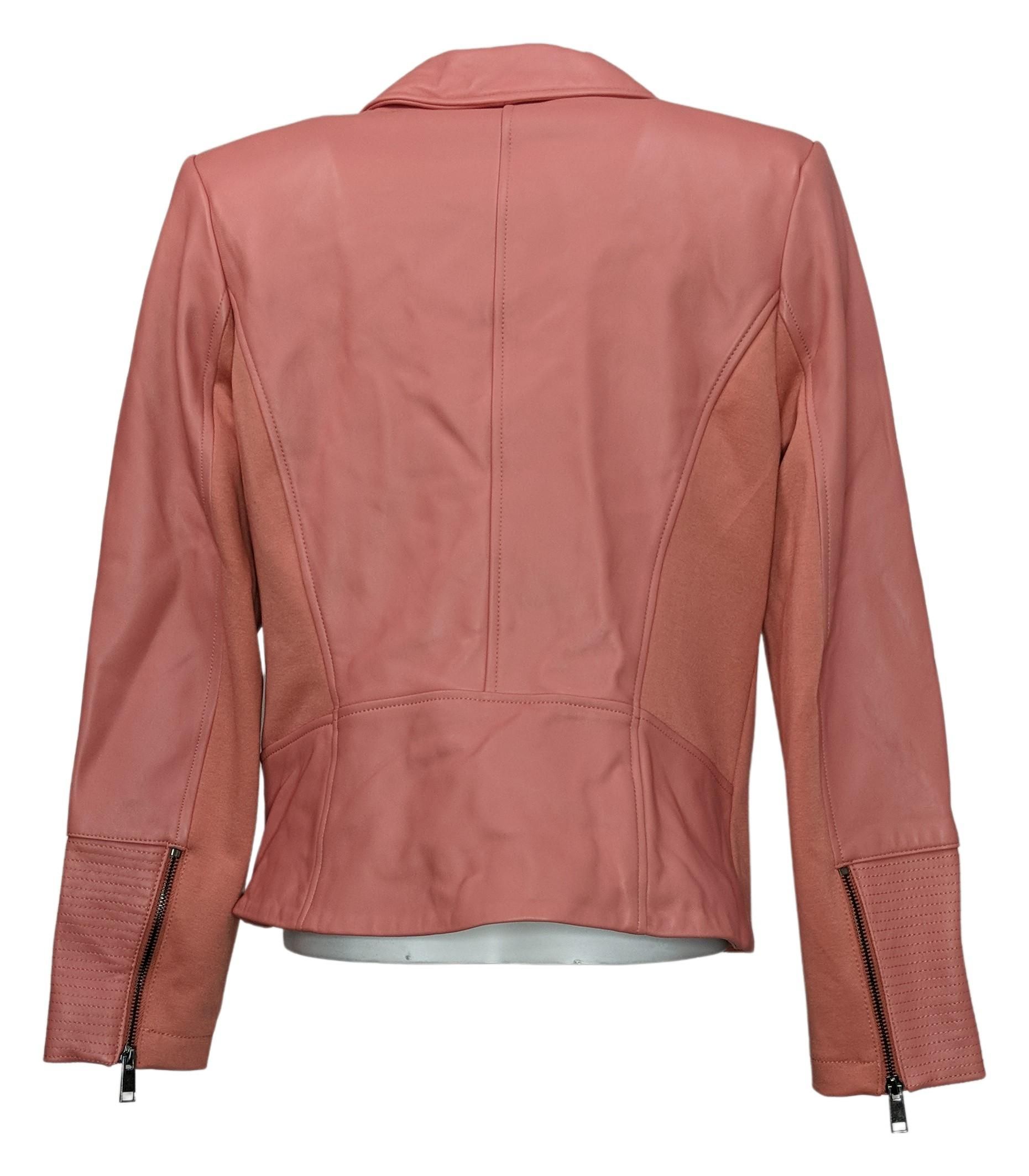 G By Giuliana Women's Sz M Genuine Leather Moto Jacket Pink 669222