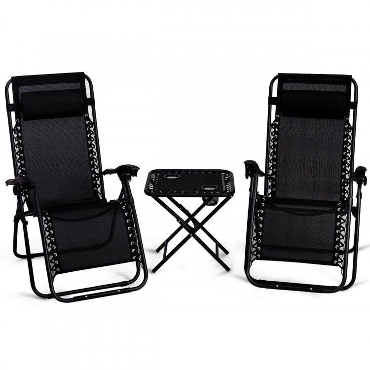 NEW Reclining Lounge Table Chair Black Outdoor Home Decor