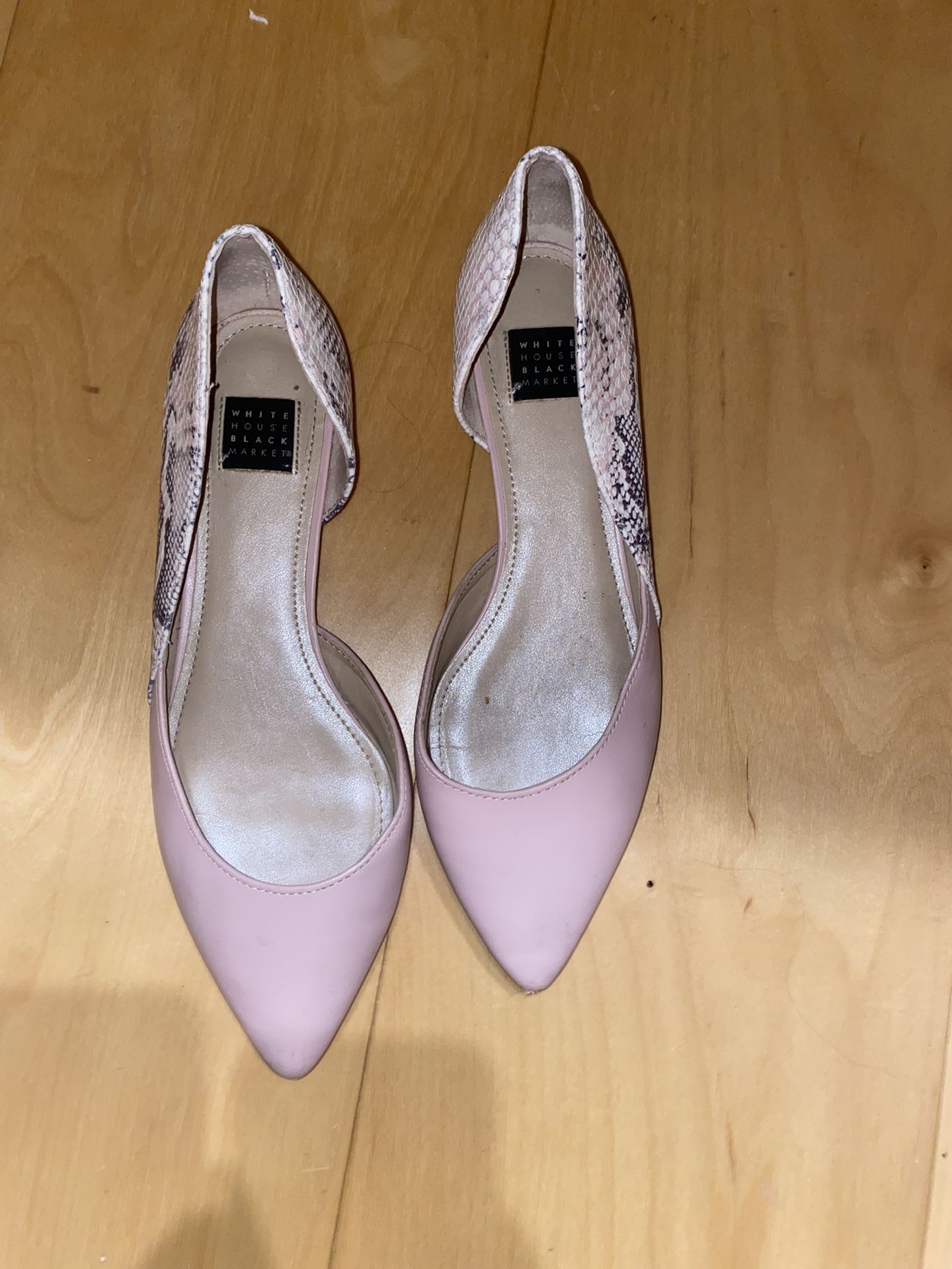 White House black Market Pink & Snake Flats