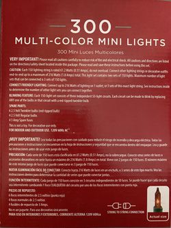 Holiday Time 300 Multi-color Mini Lights Green Wire Indoor/Outdoor NIB Thumbnail